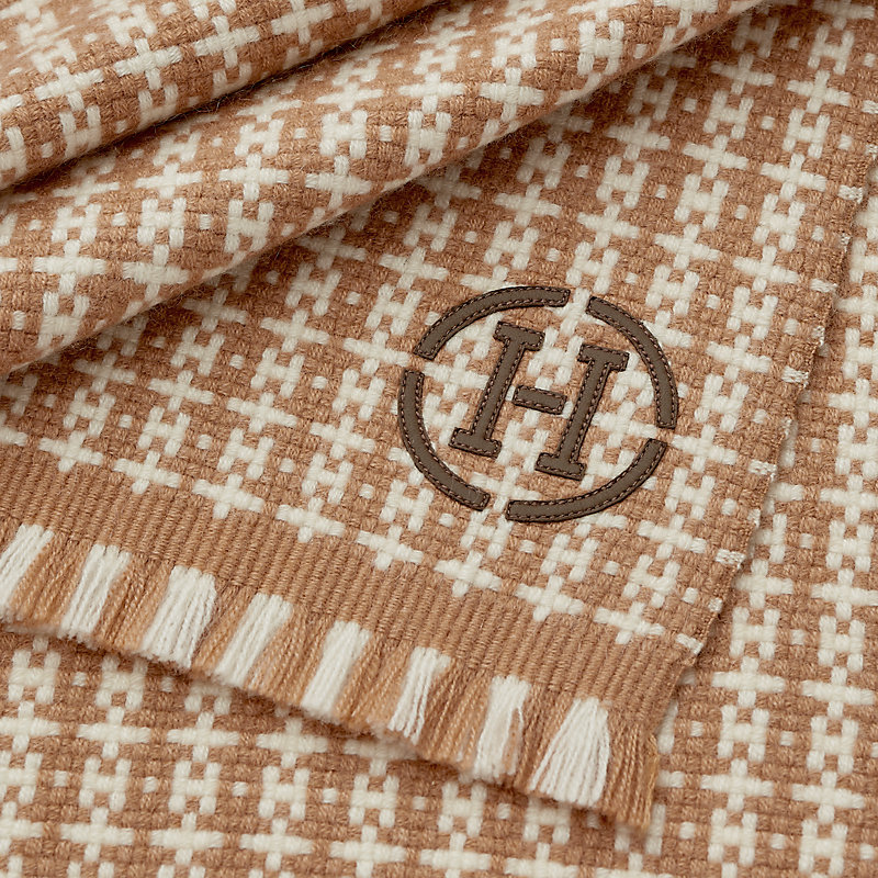 カシミヤマフラー 30×180 cm 《グラフィックH》 - マロン | Hermès